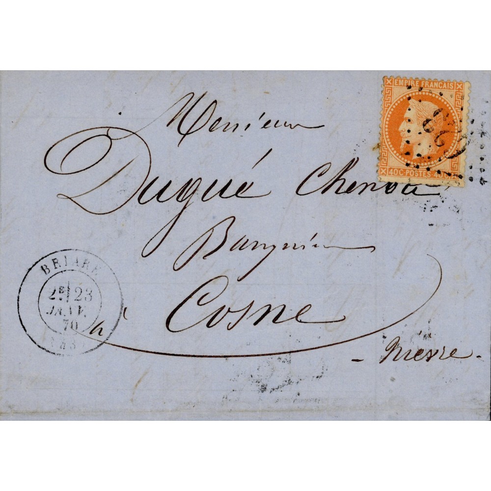 31 Oblitéré GC 623 du 23/01/1870 - Depart Briare - Cote 45 Euros