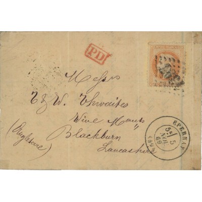 31 Oblitéré Gros Chiffre du 05/11/1869 - Depart Epernay - Cote 105 Euros