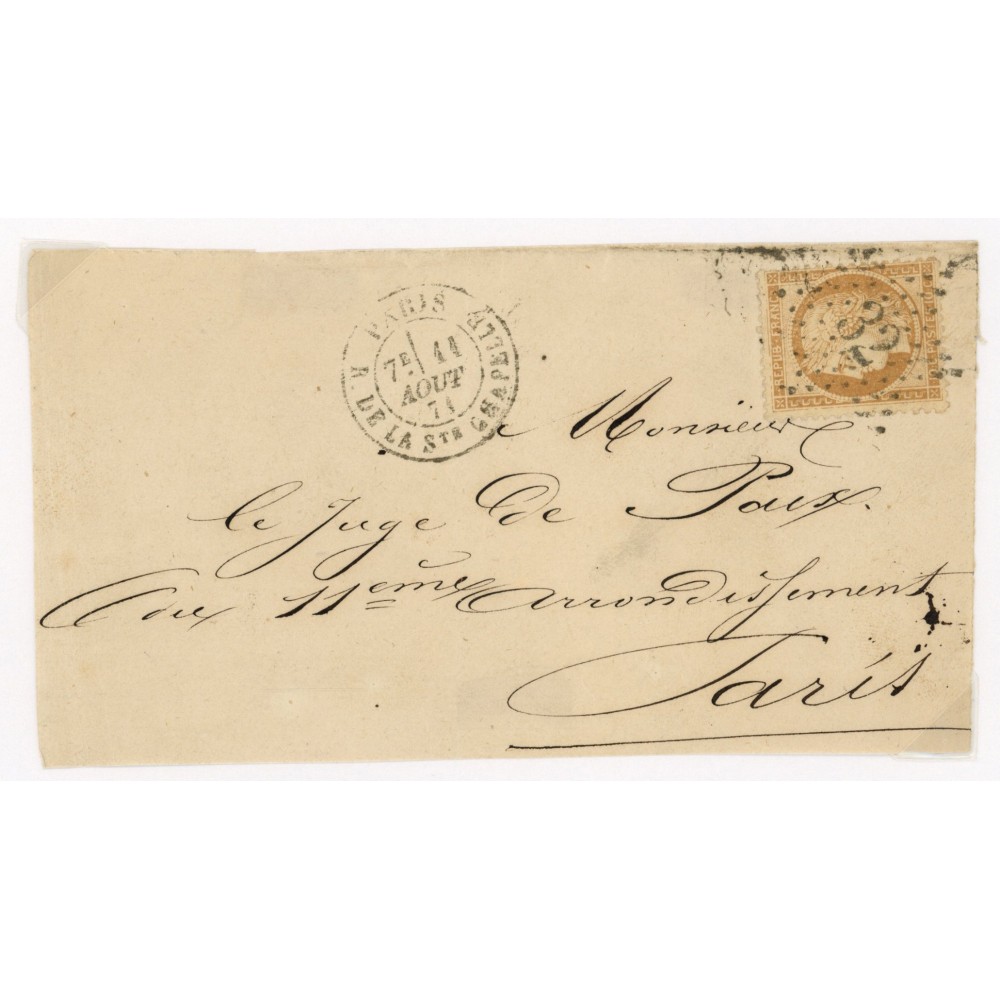 36 Oblitéré Etoile 32 du 11/08/1871 - Depart Paris (60) - Cote 200 Euros