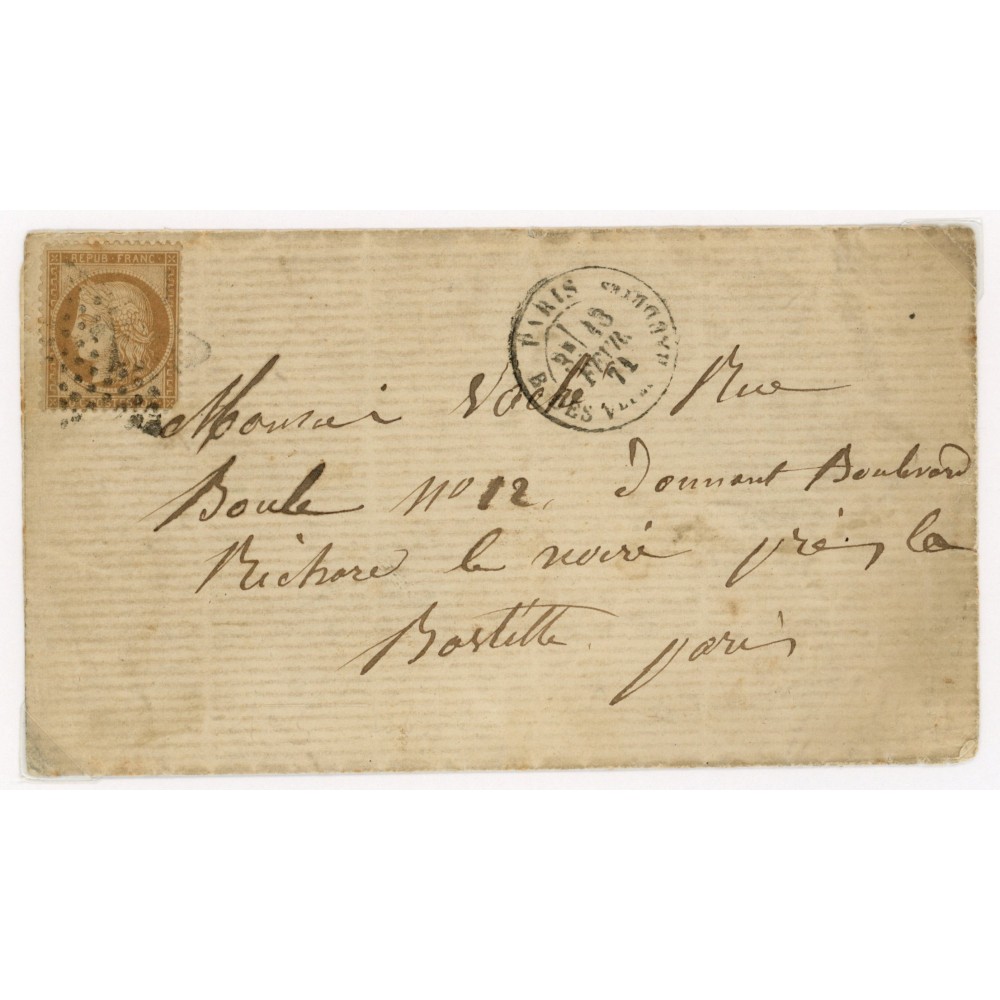 36 Oblitéré Etoile 7 du 13/02/1871 - Depart Paris (60) - Cote 200 Euros