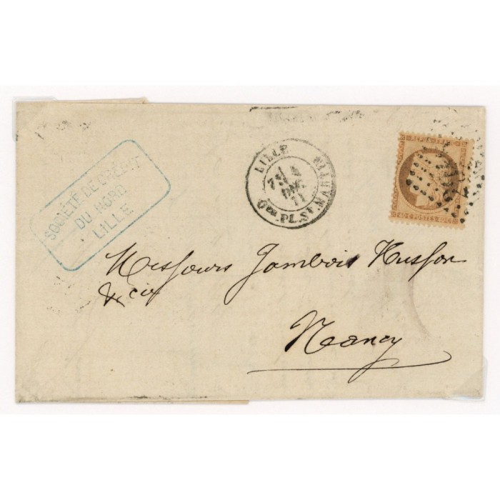 36 Oblitéré GC 2046 du 1871 - Depart Lille (57) - Cote 203 Euros