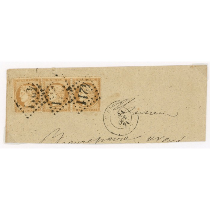 36 Oblitéré GC 4211 du 21/10/1871 - Depart Vihiers (47) - 3 Timbres - Cote 605 Euros
