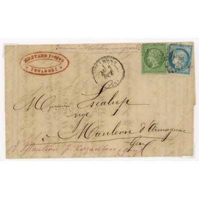 37 & 20 Oblitéré GC 3982 - Depart Toulouse (30) - Cote 43 Euros