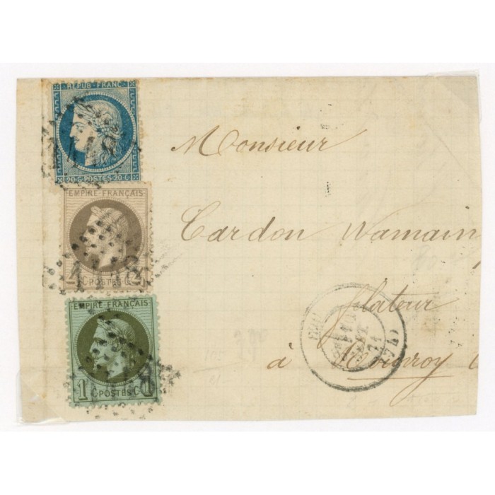 37 25 27 Oblitéré GC 1448 du 1871 - Depart Eu (74) - Cote 55 Euros