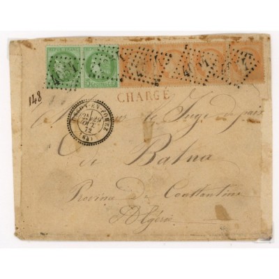 38 & 53 Oblitéré GC 4054 du 29/10/1872 - Depart Usson en Forez (84) - Paire du 53 et bande de 4 du 38 - Cote 150 Euros