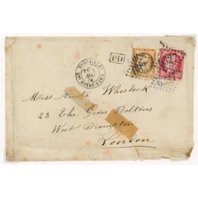 38 & 57 Oblitéré GC 6327 du 05/05/1874 - Depart Versailles (72) -   - Cote 100 Euros