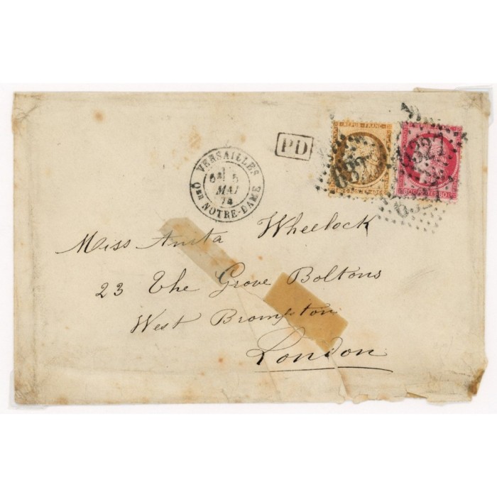 38 & 57 Oblitéré GC 6327 du 05/05/1874 - Depart Versailles (72) -   - Cote 100 Euros