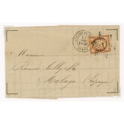 38 Oblitéré Etoile 1 du 1873 - Depart Paris (60) - Cote 50 Euros