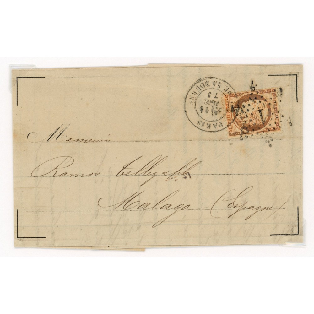 38 Oblitéré Etoile 1 du 1873 - Depart Paris (60) - Cote 50 Euros