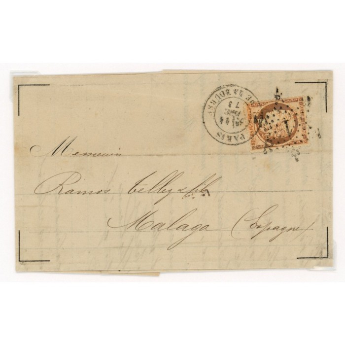 38 Oblitéré Etoile 1 du 1873 - Depart Paris (60) - Cote 50 Euros