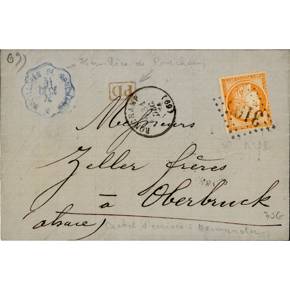 38 Oblitéré GC 3195 - Depart Ronchamp -   - Cote 60 Euros