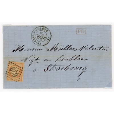 38 Oblitéré GC 629 - Depart Brienne Napoléon (9) -   - Cote 60 Euros