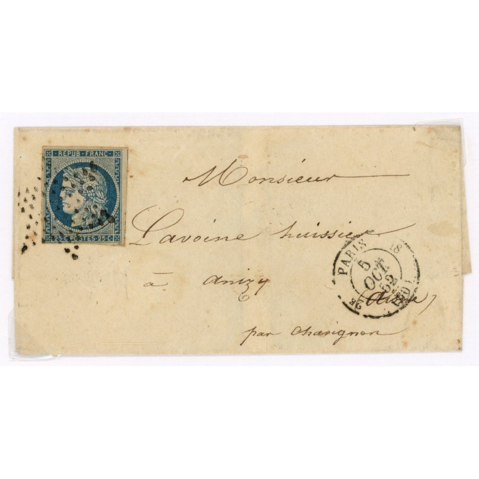 4 Oblitéré Etoile du 05/10/1852 - Depart Paris (60) - Cote 100 Euros
