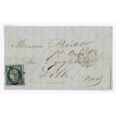 4 Oblitéré Grille du 02/10/1851 - Depart Paris (60) - Cote 100 Euros