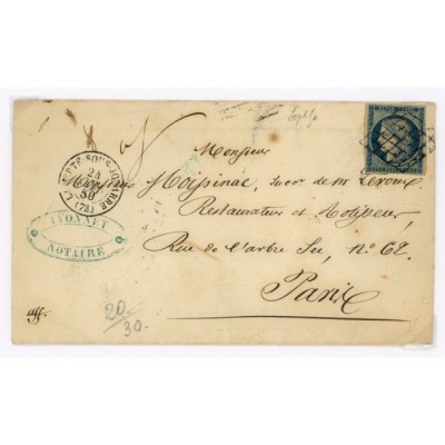 4 Oblitéré Grille du 1850 - Depart La ferté sous Jouarre (73) - Cote 100 Euros