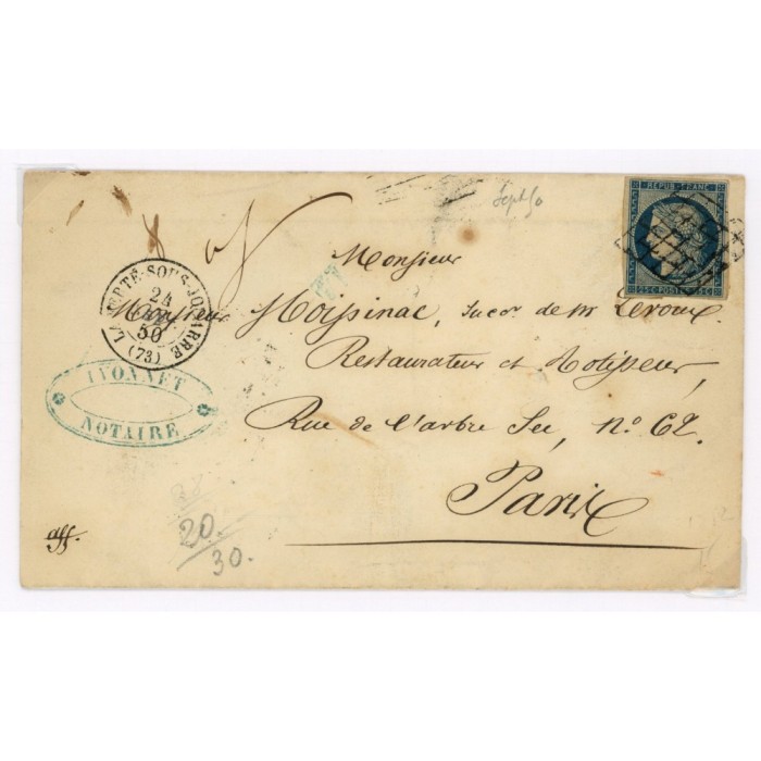 4 Oblitéré Grille du 1850 - Depart La ferté sous Jouarre (73) - Cote 100 Euros