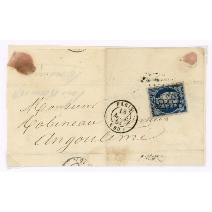 4 Oblitéré Grille du 1851 - Depart Paris (60) - Cote 100 Euros