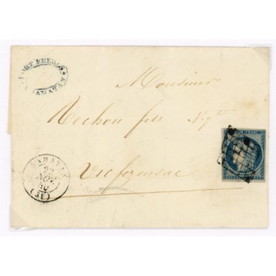 4 Oblitéré Grille du 22/11/1850 - Depart Samatan (31) - Cote 100 Euros