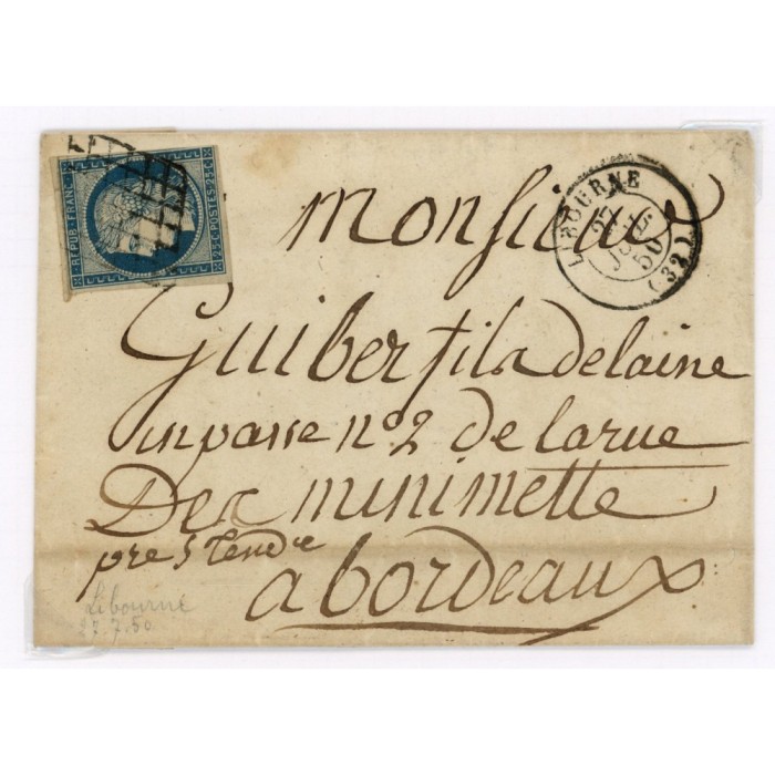 4 Oblitéré Grille du 27/07/1850 - Depart Libourne (32) - Cote 100 Euros