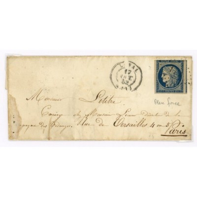 4 Oblitéré PC 1673 du 17/10/1852 - Depart Laval (51) - Cote 103 Euros