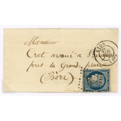 4 Oblitéré PC 1818 du 23/11/1852 - Depart Lyon (68) - Cote 103 Euros