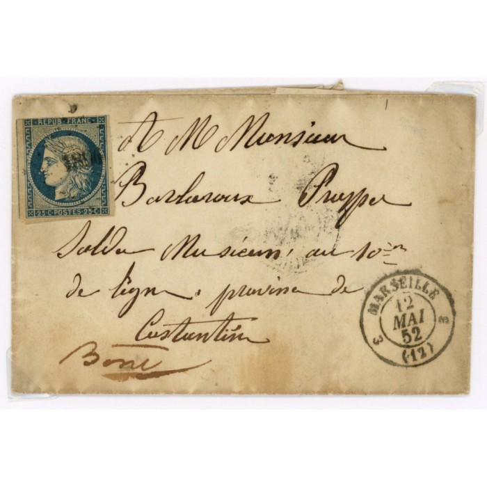 4 Oblitéré PC 1896 du 12/05/1852 - Depart Marseille (12) - Cote 103 Euros