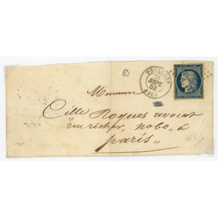 4 Oblitéré PC 3383 du 28/09/1852 - Depart Toulouse (30) - Cote 103 Euros