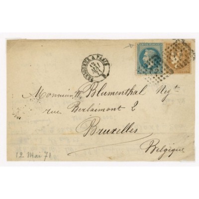 43 & 29A Oblitéré BP du 12/05/1871 - Depart Bordeaux (32) - Cote 230 Euros