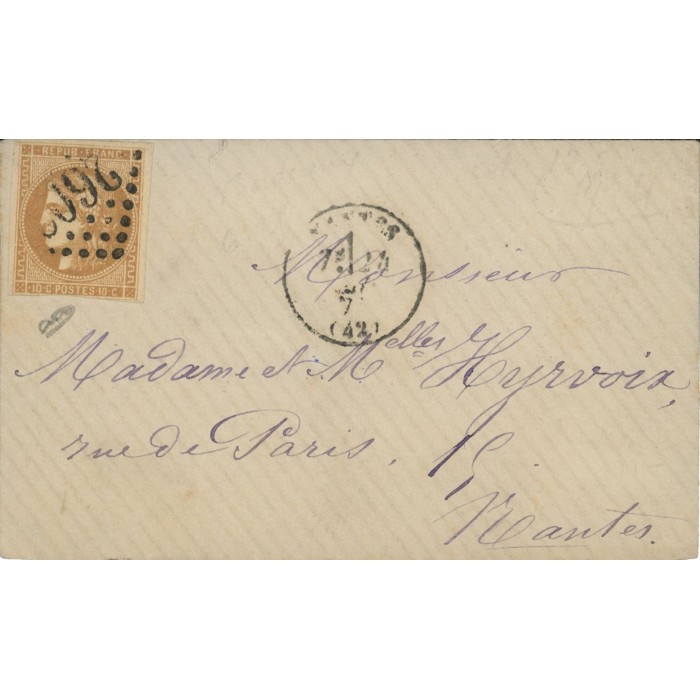 43 Oblitéré GC 2602 - Depart Nantes (42) - Cote 203 Euros