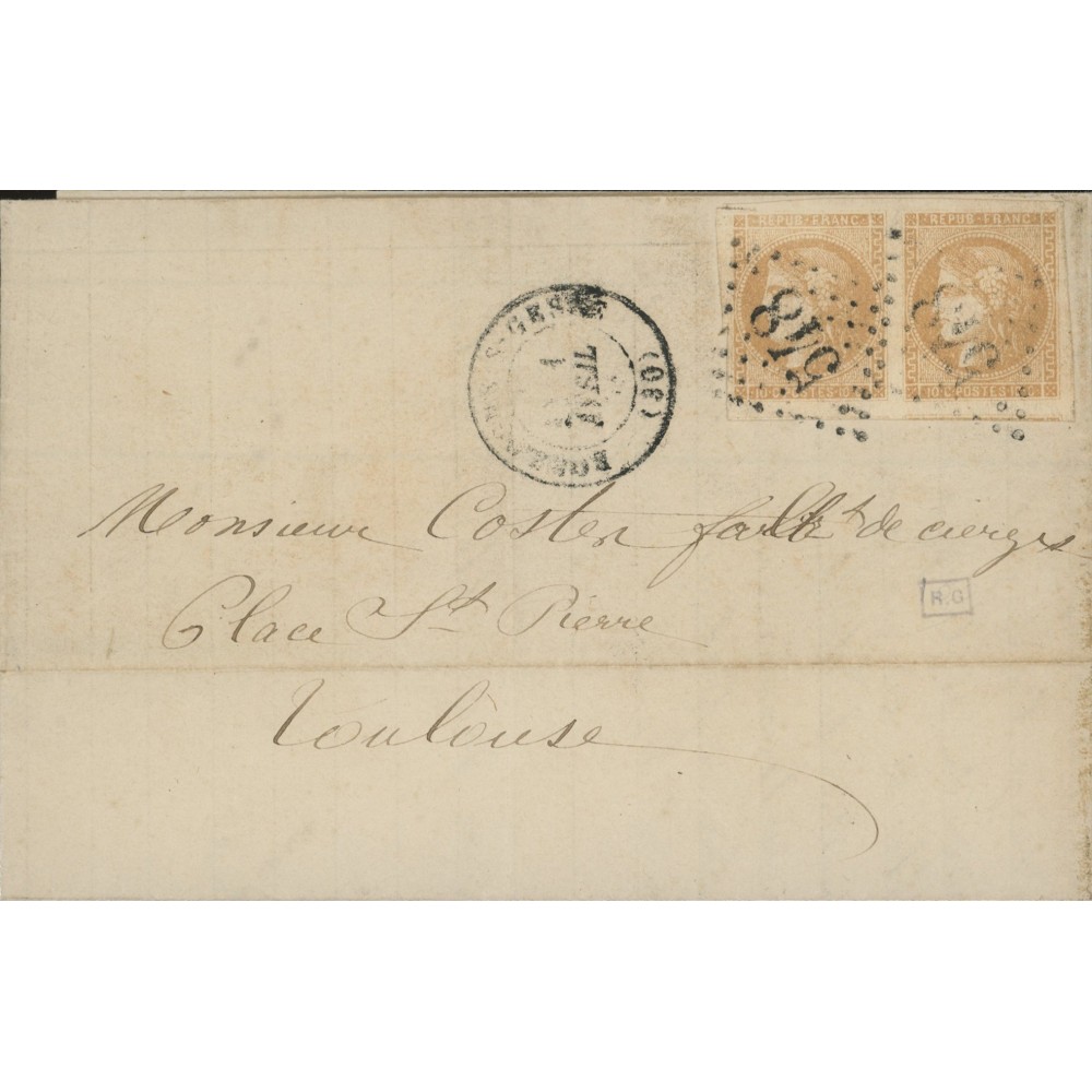 43 Oblitéré GC 548 - Depart Boulogne sur Gesse (30) - Paire - Cote 308 Euros