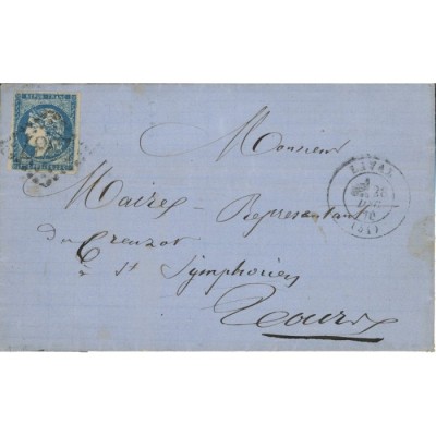 44 Oblitéré  du 28/12/1870 - Depart Laval (51) - Cote 1300 Euros