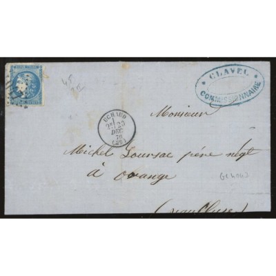 45 Oblitéré GC 4047 du 20/12/1870 - Depart Uchaud (29) - Cote 155 Euros