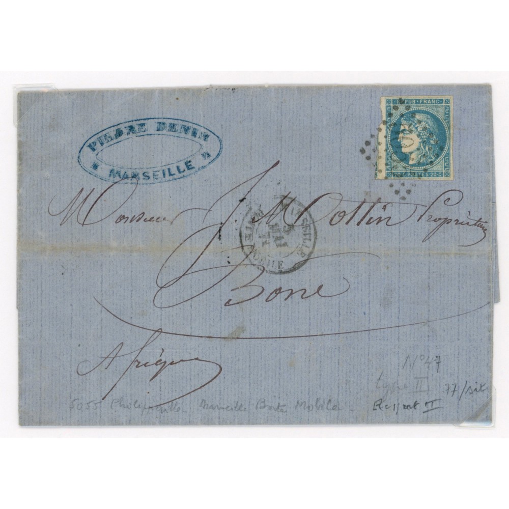 45B Oblitéré GC 5055 du 05/05/1871 - Depart Philippeville (Algérie) - Cote 168 Euros