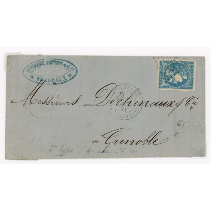 45C Oblitéré  du 12/01/1871 - Depart Bordeaux (32) - Cote 120 Euros