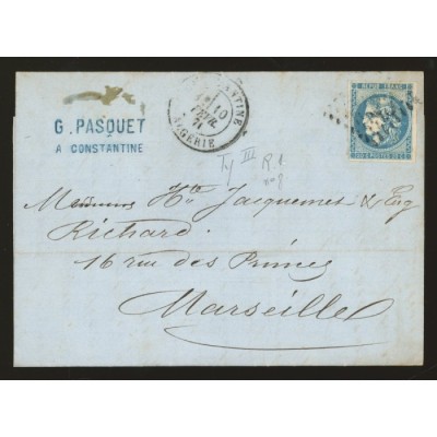 46A Oblitéré  du 10/02/1871 - Depart Constantine (Algérie) - Cote 340 Euros