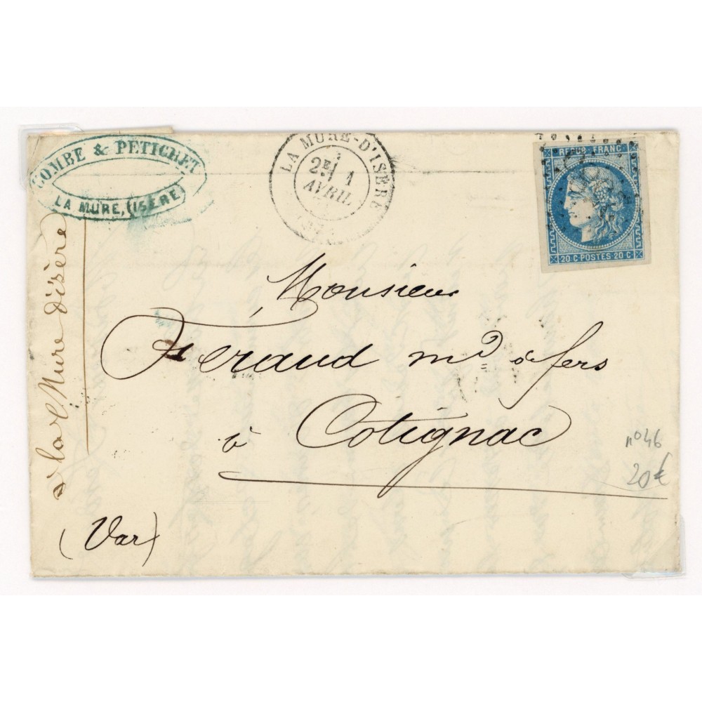 46A Oblitéré GC 2585 - Depart La Mure d'Isere (37) - Cote 325 Euros