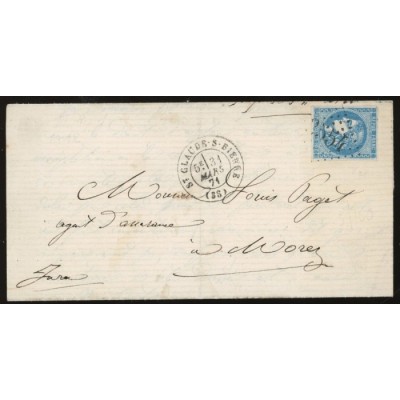 46A Oblitéré GC 3554 du 31/03/1871 - Depart Saint Claude sur Bienne - Cote 323 Euros