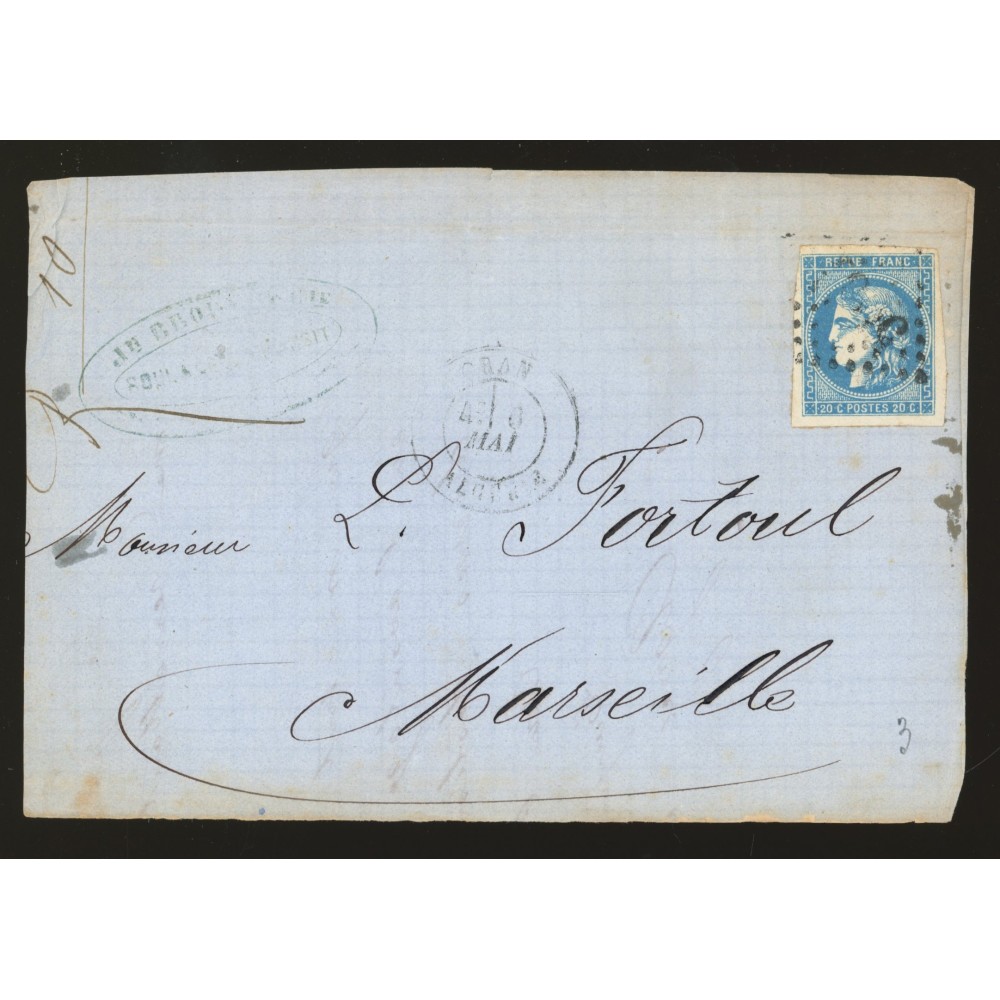 46B Oblitéré  - Depart Oran (Algérie) - Cachet sans Année - Cote 50 Euros