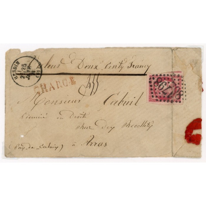 49 Oblitéré GC 1798 du 25/01/1871 - Depart Hesdin (61) - Chargé - Cote 1003 Euros
