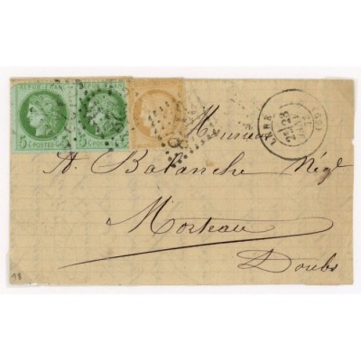 53 & 59 Oblitéré GC 2128 du 23/01/1873 - Depart Lure (69) - Paire du 53 - Cote 43 Euros