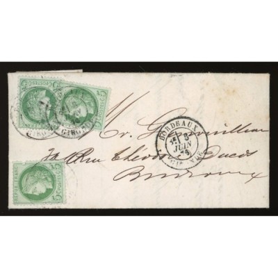 53 Oblitéré Cachet a Date - Depart Bordeaux (32) - 3 Timbres - Cote 120 Euros