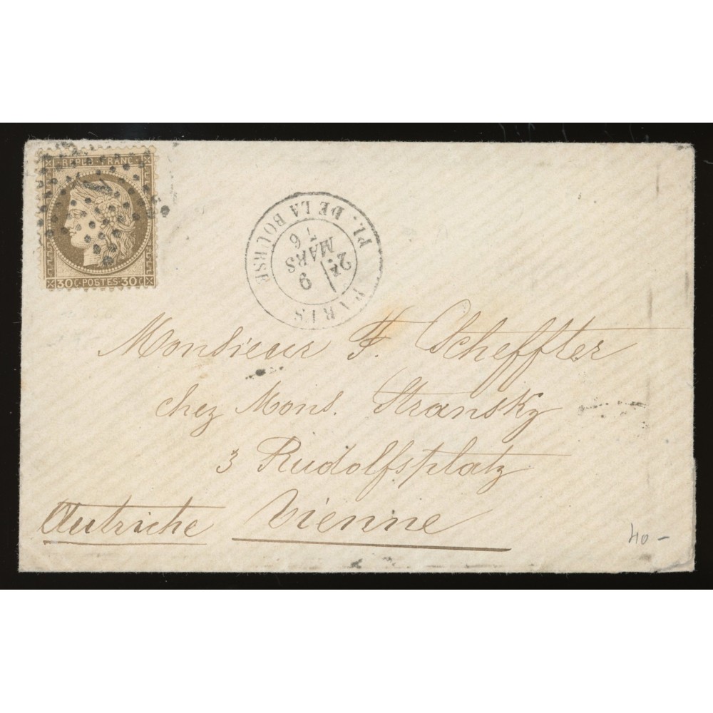 56 Oblitéré Etoile 1 du 09/03/1876 - Depart Paris (60) - Cote 50 Euros