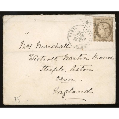 56 Oblitéré Etoile 9 du 28/02/1876 - Depart Paris (60) - Cote 50 Euros