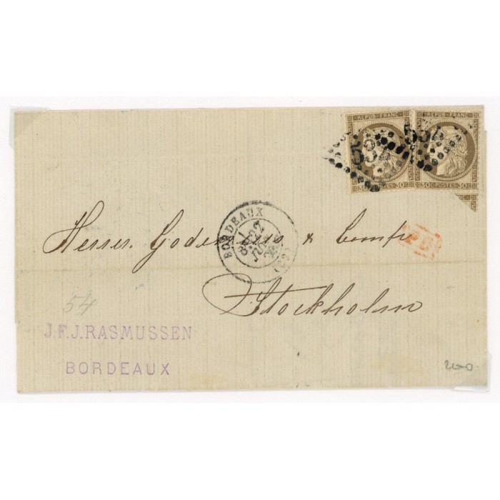 56 Oblitéré GC 532 - Depart Bordeaux (32) - 2 Timbres - Cote 53 Euros