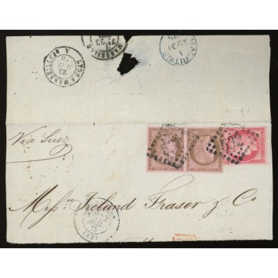 57 & 58 Oblitéré GC 532 du 23/07/1875 - Depart Bordeaux (32) -   - Cote 208 Euros