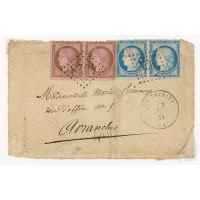 58 & 60A Oblitéré GC 4028 du 1874 - Depart La Trinité (54) - Paire du 58 et 60 - Cote 90 Euros