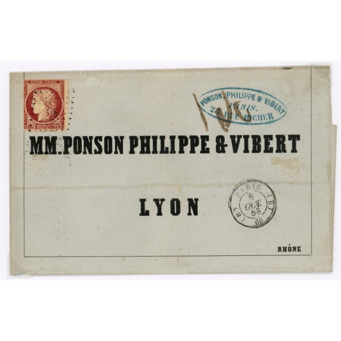 6 Oblitéré B du 06/10/1853 - Depart Paris (60) - Cote 1700 Euros
