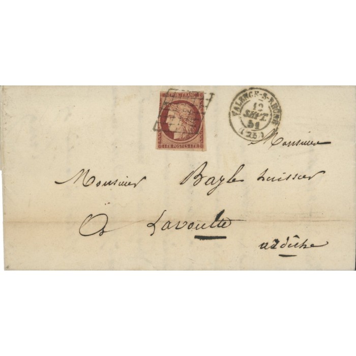 6 Oblitéré Grille du 12/09/1861 - Depart Valence sur Rhone (25) - Cote 1700 Euros