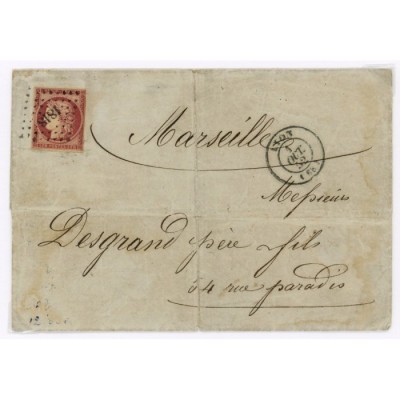 6 Oblitéré PC 1818 du 01/10/01852 - Depart Lyon (68) - Cote 1703 Euros