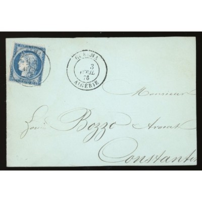 60A Oblitéré Cachet a Date du 03/04/1876 - Depart Guelma (Algerie) - Cote 84 Euros
